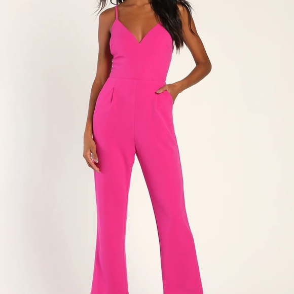 Lulus Hot Pink Jumpsuit - Size Medium - Picture 1 of 2